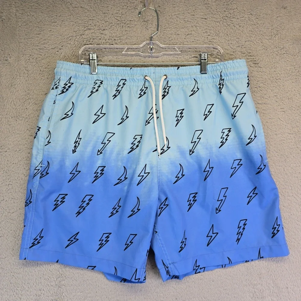 Trunks Surf Swim Co Swimming Trunks Mens XL Blue Bolts Ombre S‎
